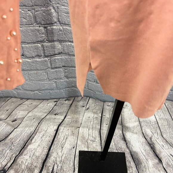 Whisper Knit By Louis Dell Olio Womens Pink Pearl Sleeve Sweater Size L NEW - Picture 4 of 6